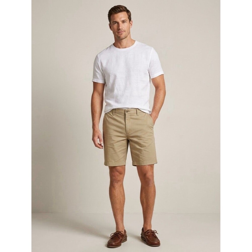 Nautica Mens Clipper Short NauticaFlex Stretch Khaki Chino Shorts 40 8.5 NWT